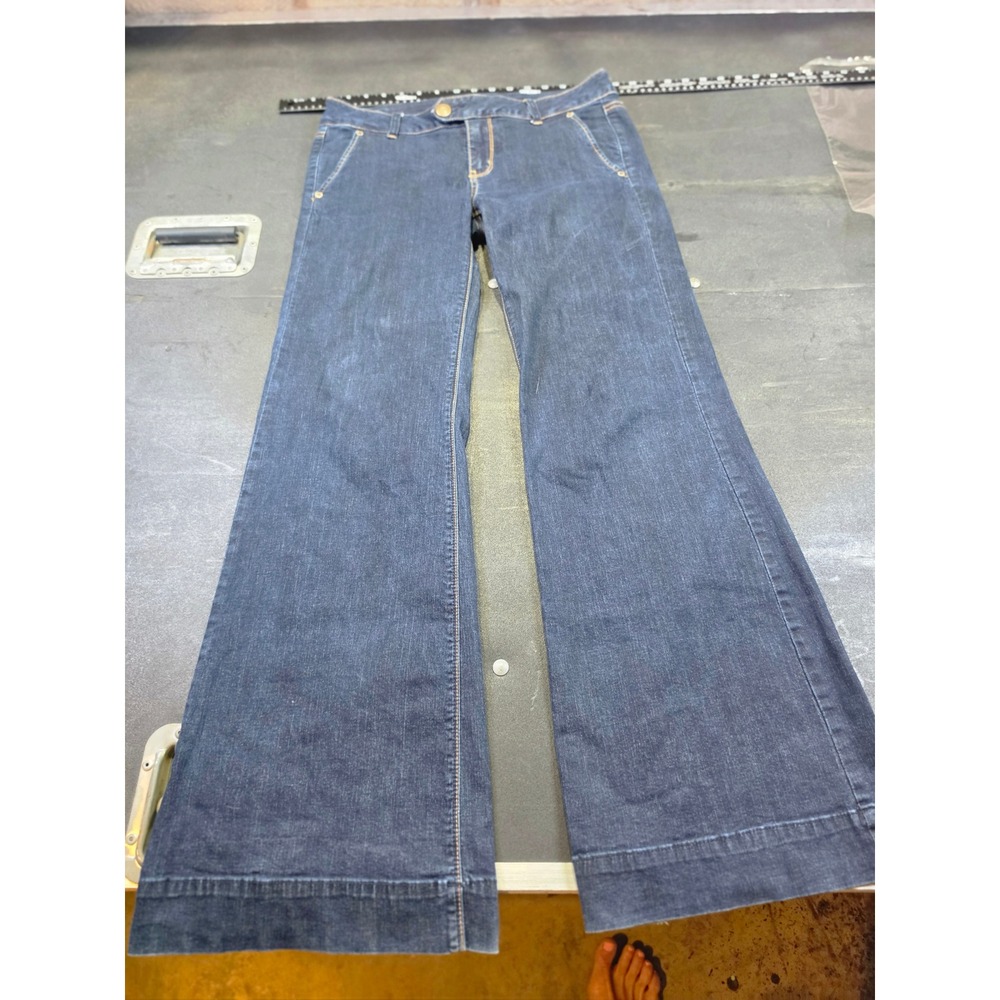 American Eagle Trouser Jeans Womens 8 Dark Wash Wide Leg Denim Mid Rise 0222